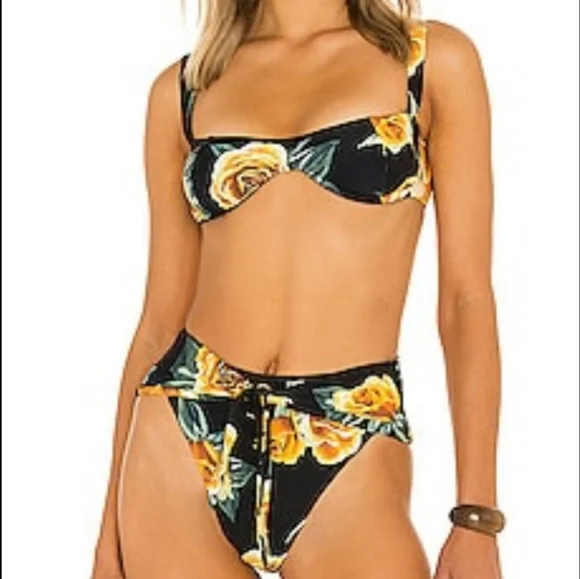 WeWoreWhat Sorrento Top Riviera Bottom Bikini Set Black Rose - Picture 6 of 14